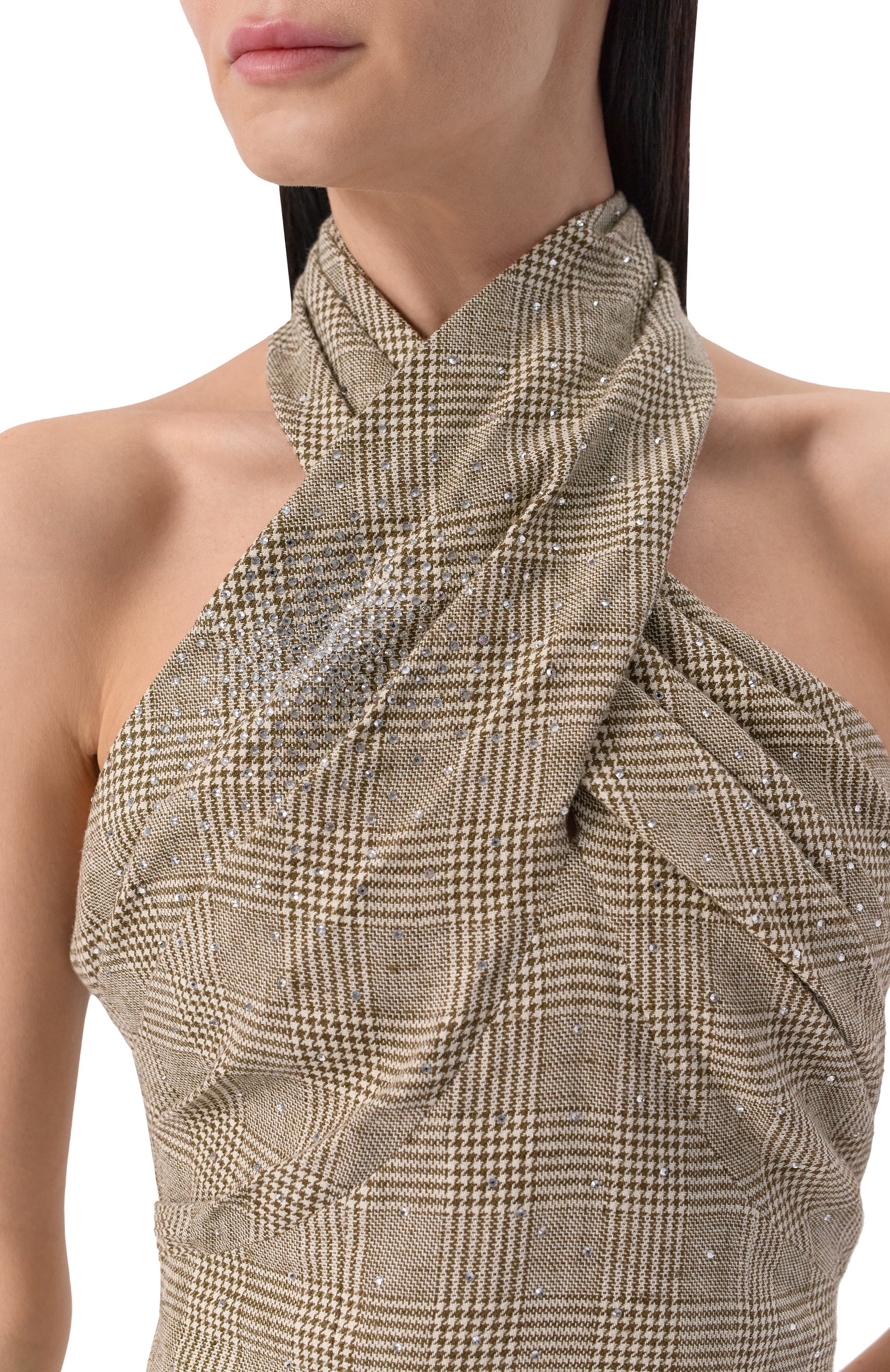 Платье из вискозы и хлопка с отделкой стразами GIUSEPPE DI MORABITO, арт. 04SSDR267C 04427, фото 5