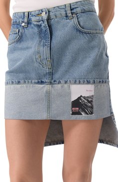 Женская джинсовая юбка M05CH1NO JEANS голубого цвета, арт. A0112/3217 | Фото 5 (Длина Ж (юбки, платья, шорты): Мини; Материал внешний: Деним, Хлопок; Кросс-КТ: Деним; Стили: Гранж)