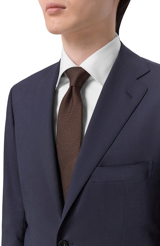 Галстук из шелка и льна Canali 18/HJ04546 Коричневый  18/HJ04546 Фото 2