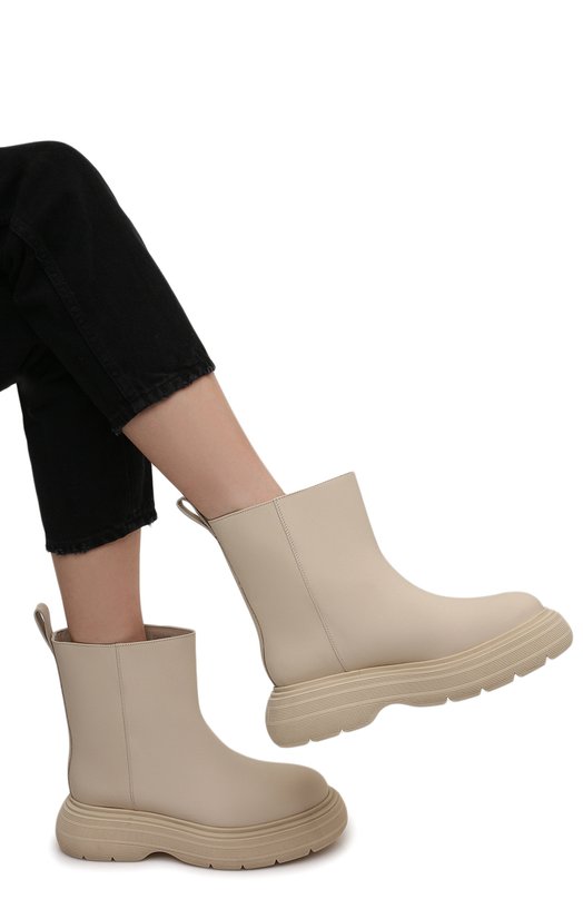 Кожаные полусапоги Gia Couture Кремовый, фото 3