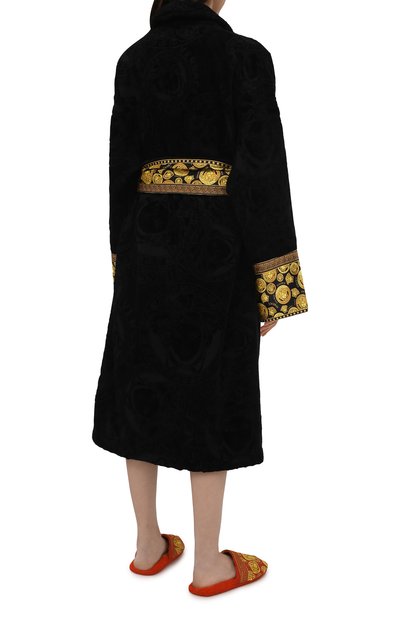 Хлопковый халат VERSACE черного цвета по цене 99950 руб., арт. ZACJ00008/ZC0SP132, фото 4 Хлопковый халат VERSACE, арт. ZACJ00008/ZC0SP132, фото 4