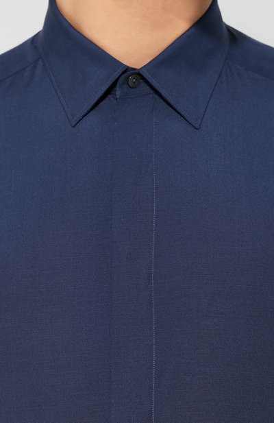 Сорочка из смеси шелка и хлопка ZEGNA синего цвета по цене 59950 руб., арт. 701401/9YC0CA, фото 5 Сорочка из смеси шелка и хлопка ZEGNA, арт. 701401/9YC0CA, фото 5