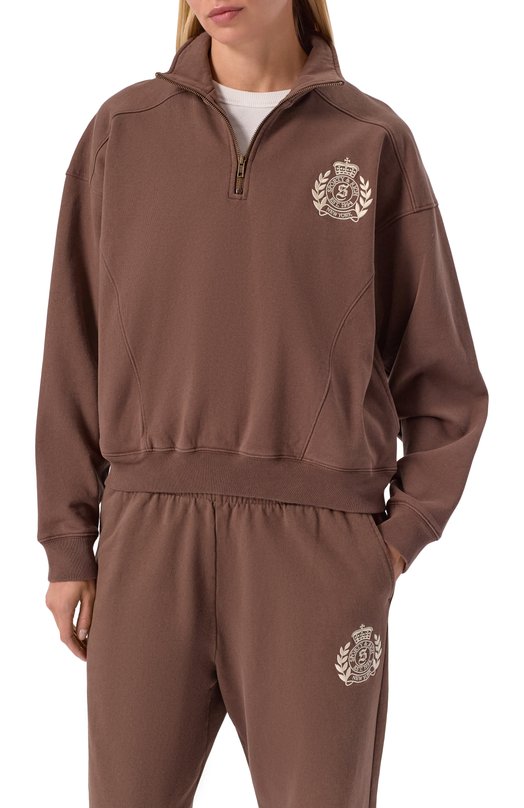 Хлопковый свитшот Sporty and Rich ST08165243BR03 Коричневый  ST08165243BR03 Фото 3