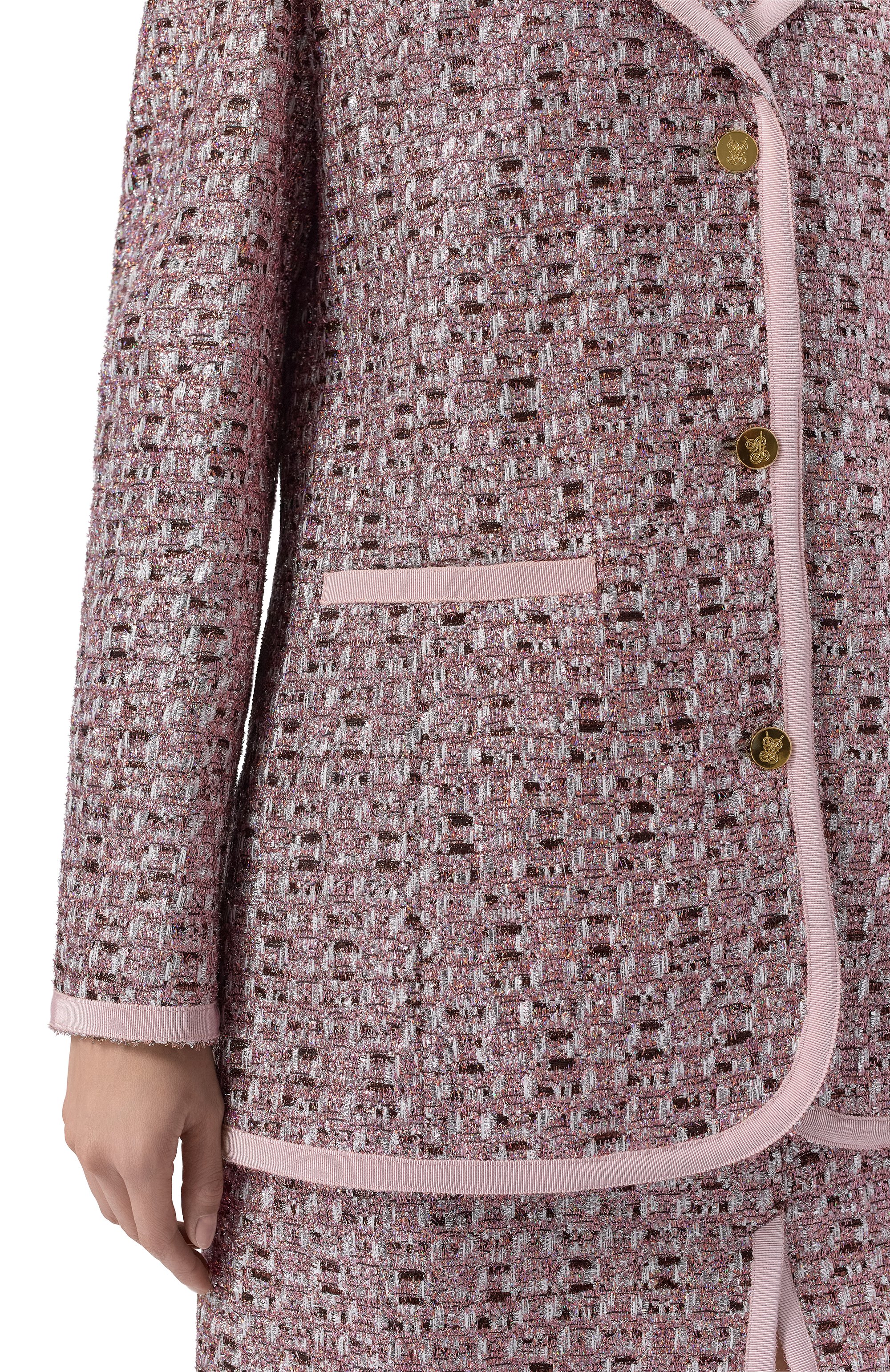 Твидовый жакет GIAMBATTISTA VALLI розового цвета по цене 471000 руб., арт. 25FWSVCA6105/74UBE, фото 5 Твидовый жакет GIAMBATTISTA VALLI, арт. 25FWSVCA6105/74UBE, фото 5