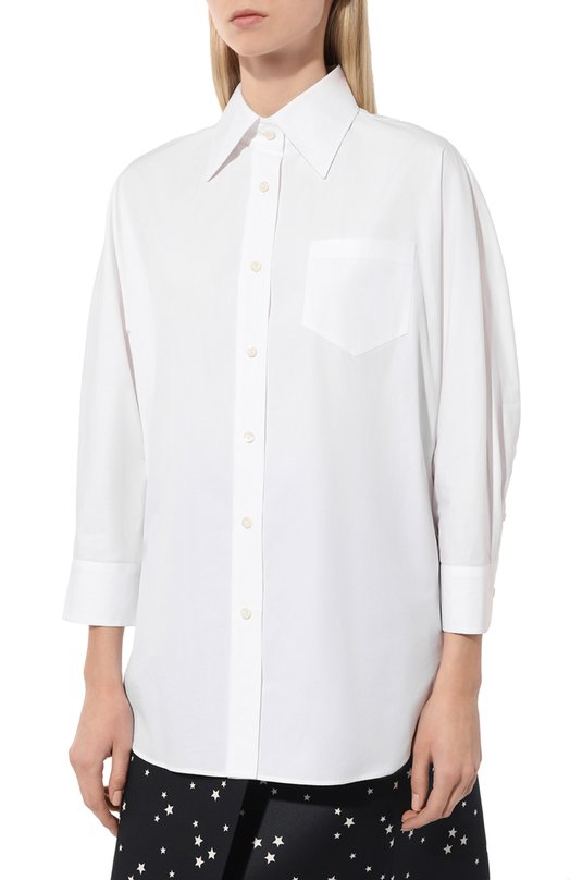 Хлопковая рубашка Prada P477E-1UCX-F0009-211 Белый  P477E-1UCX-F0009-211 Фото 3