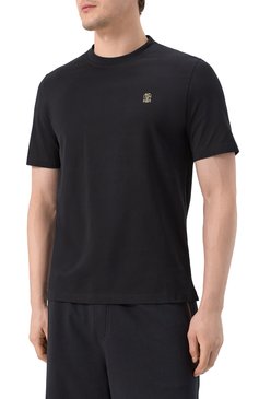 Мужская хлопковая футболка BRUNELLO CUCINELLI черного цвета, арт. M0B137444G | Фото 3 (Материал внешний: Хлопок; Длина (для топов): Стандартные; Рукава: Короткие; Принт: Без принта; Стили: Кэжуэл; Мужское Кросс-КТ: Футболка-одежда; Кросс-КТ: Джерси)