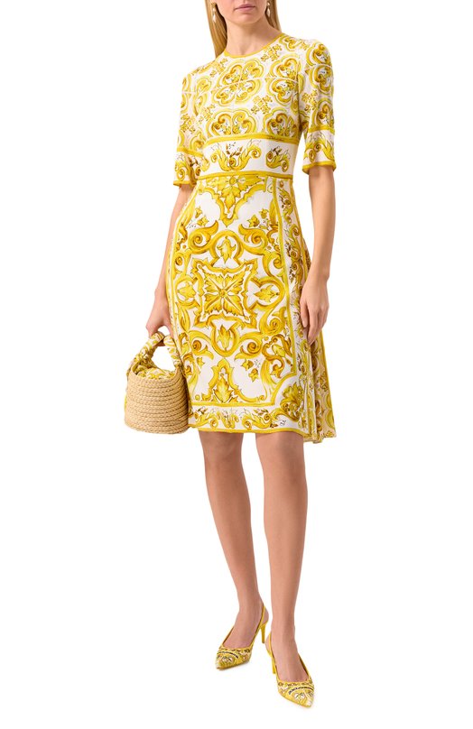Шелковое платье Dolce & Gabbana F6ADST/HPABL Жёлтый  F6ADST/HPABL Фото 2