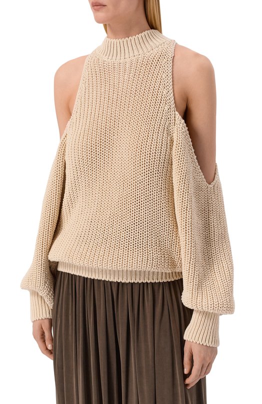 Хлопковый свитер Balmain GF0KE055/KJ69 Бежевый  GF0KE055/KJ69 Фото 3