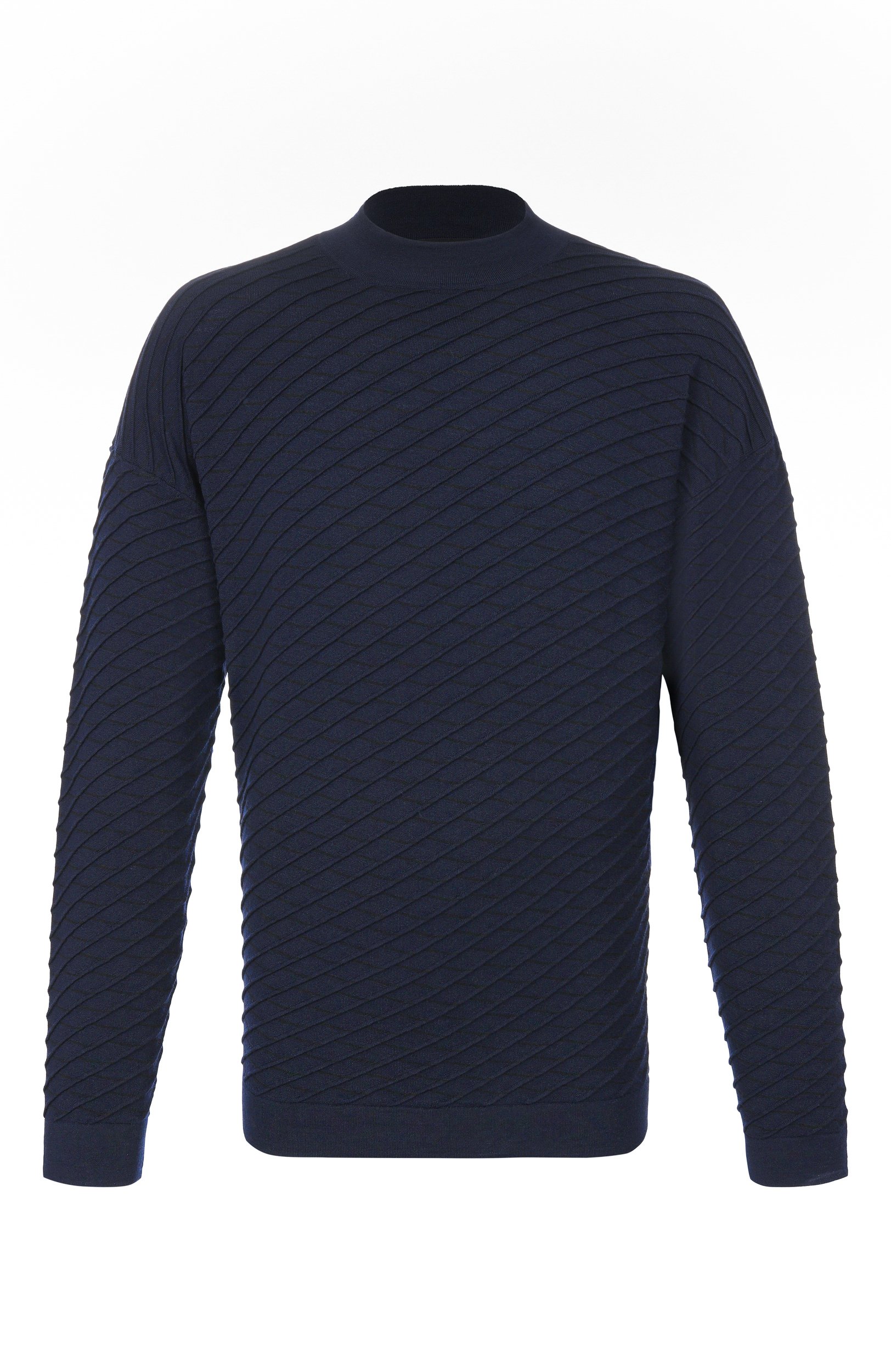 Шерстяной джемпер GIORGIO ARMANI темно-синего цвета по цене 151500 руб., арт. GM004536/AF28175, фото 1 Шерстяной джемпер GIORGIO ARMANI, арт. GM004536/AF28175, фото 1