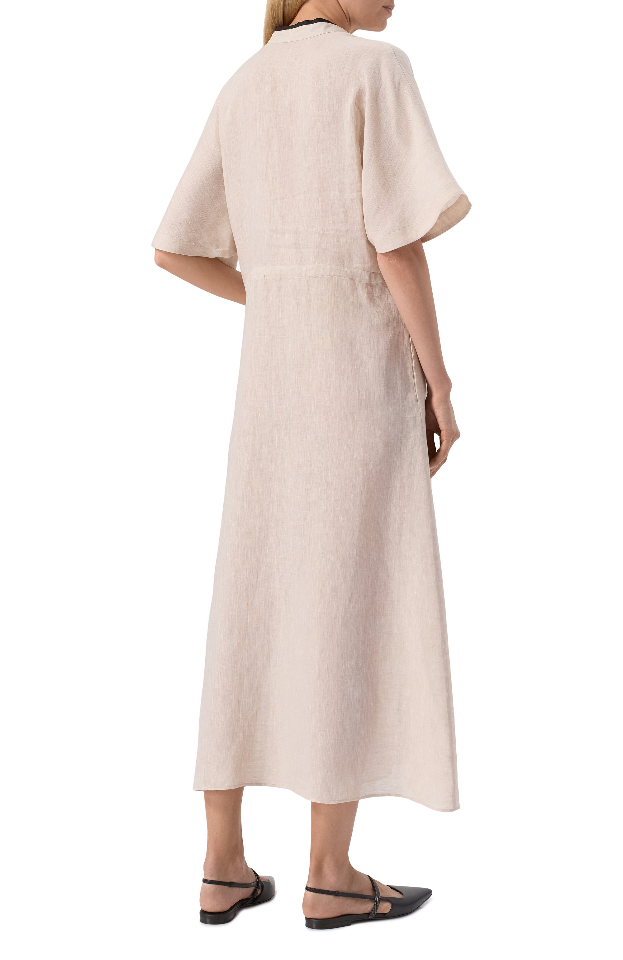 Льняное платье KITON бежевого цвета по цене 232000 руб., арт. D59325H0638811, фото 4 Льняное платье KITON, арт. D59325H0638811, фото 4