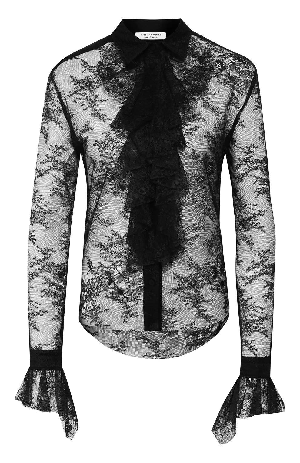 Кружевная блузка PHILOSOPHY DI LORENZO SERAFINI черного цвета по цене 45500 руб., арт. A0207/5719, фото 1 Кружевная блузка PHILOSOPHY DI LORENZO SERAFINI, арт. A0207/5719, фото 1