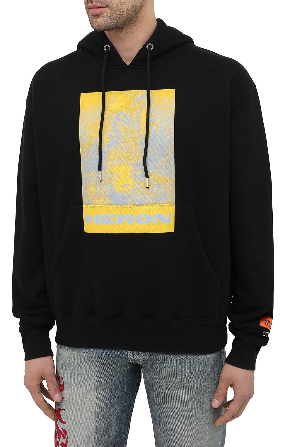 Хлопковое худи HERON PRESTON черного цвета по цене 41050 руб., арт. HMBB015R21JER0021018, фото 3 Хлопковое худи HERON PRESTON, арт. HMBB015R21JER0021018, фото 3