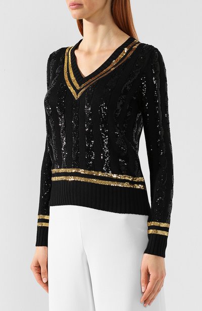 Пуловер с пайетками RALPH LAUREN черного цвета по цене 266000 руб., арт. 290749722, фото 3 Пуловер с пайетками RALPH LAUREN, арт. 290749722, фото 3