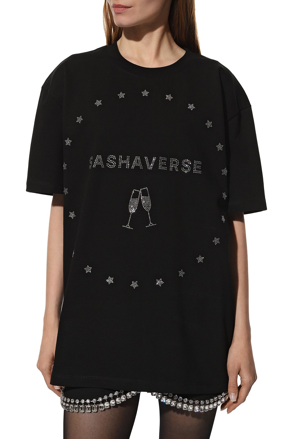 Хлопковая футболка SASHAVERSE черного цвета по цене 14850 руб., арт. TS003/NY/Co/900, фото 3 Хлопковая футболка SASHAVERSE, арт. TS003/NY/Co/900, фото 3