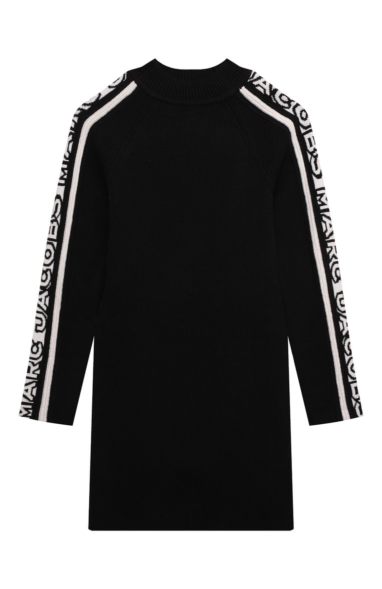 Детское хлопковое платье MARC JACOBS (THE) черного цвета, арт. W60235 | Фото 1 (Материал внешний: Хлопок; Рукава: Длинные; Девочки Кросс-КТ: Платье-одежда; Случай: Повседневный; Автоматизация ТО: Проставлено; Автоматизация состава: Проставлено; Ростовка одежда: 9 лет | 134 см, 12 лет | 152 см, 13 - 15 лет | 158 см, 5 лет | 110 см, 7 лет | 122 см)
