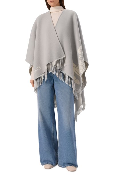 Пончо из шерсти и кашемира BURBERRY серого цвета по цене 223500 руб., арт. 8110228, фото 3 Пончо из шерсти и кашемира BURBERRY, арт. 8110228, фото 3