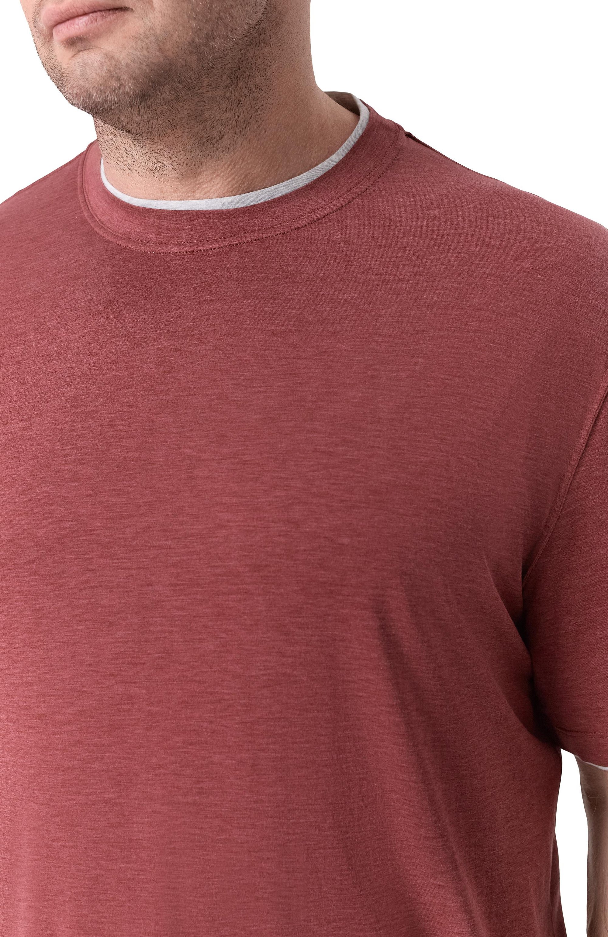 Футболка из шелка и хлопка BRUNELLO CUCINELLI бордового цвета по цене 88800 руб., арт. MR8337427W, фото 5 Футболка из шелка и хлопка BRUNELLO CUCINELLI, арт. MR8337427W, фото 5