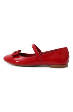 Детские кожаные балетки DOLCE & GABBANA красного цвета, арт. D11193/A5291/37-39 | Фото 2 (Материал сплава: Проставлено; Нос: Не проставлено; Материал внутренний: Натуральная кожа; Материал внешний: Натуральная кожа)