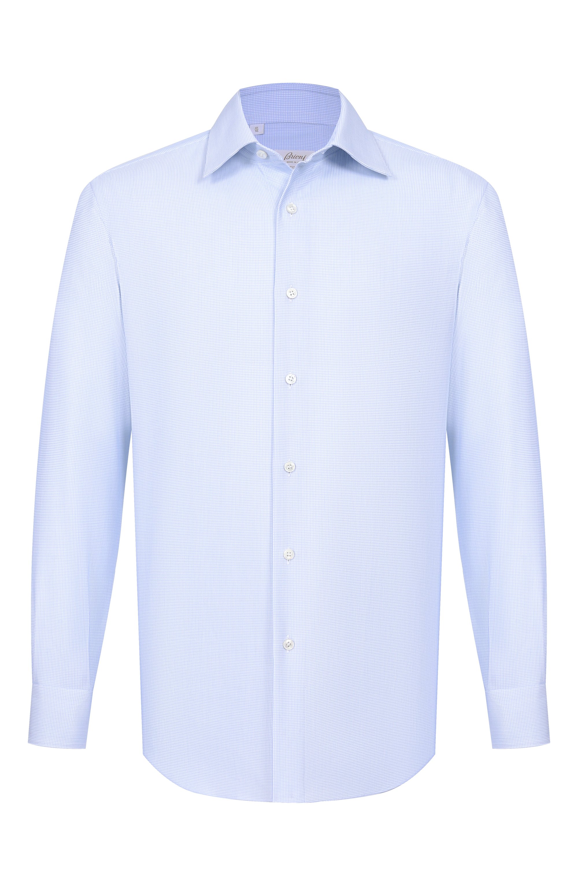 Хлопковая сорочка BRIONI голубого цвета по цене 92400 руб., арт. RCB40L/0D04V, фото 1 Хлопковая сорочка BRIONI, арт. RCB40L/0D04V, фото 1
