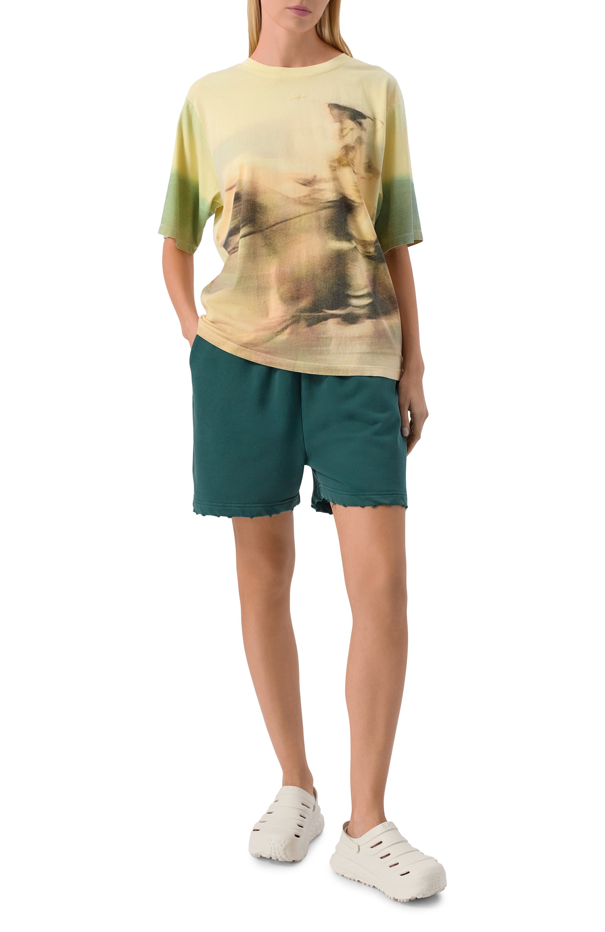 Хлопковые шорты ADDICTED зеленого цвета по цене 19290 руб., арт. FT2307, фото 2 Хлопковые шорты ADDICTED, арт. FT2307, фото 2