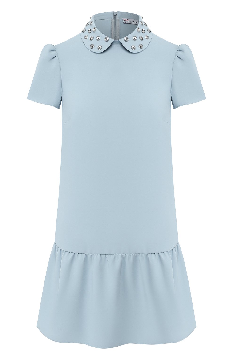 Платье с оборкой REDVALENTINO голубого цвета по цене 39950 руб., арт. RR3VAB95/TUF, фото 1 Платье с оборкой REDVALENTINO, арт. RR3VAB95/TUF, фото 1