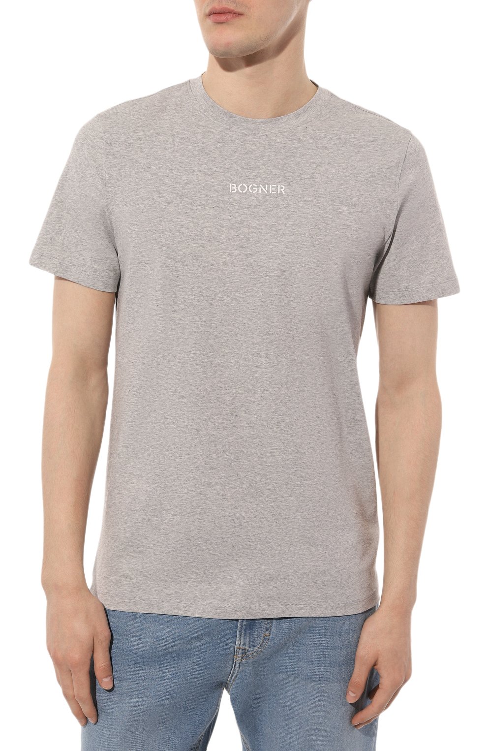 Хлопковая футболка BOGNER светло-серого цвета по цене 11600 руб., арт. 58446604, фото 3 Хлопковая футболка BOGNER, арт. 58446604, фото 3