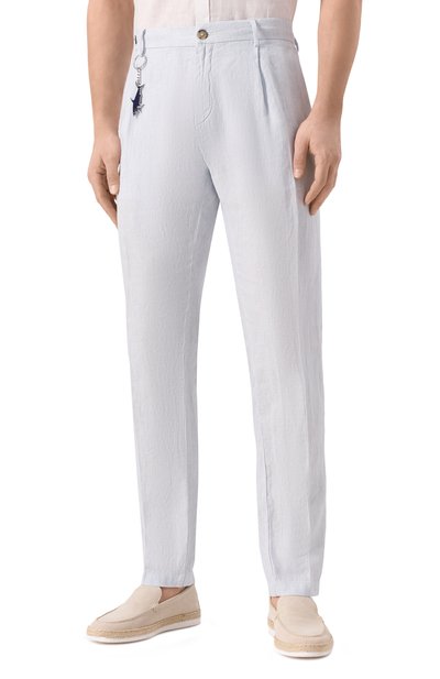 Льняные брюки PAUL&SHARK светло-голубого цвета по цене 43800 руб., арт. 25414046, фото 3 Льняные брюки PAUL&SHARK, арт. 25414046, фото 3