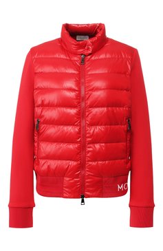 Женский утепленный кардиган MONCLER красного цвета, арт. E2-093-84621-00-V8080 | Фото 1 (Рукава: Длинные; Длина (для топов): Стандартные; Материал сплава: Проставлено; Материал внешний: Хлопок; Ювелирные украшения: Назначено; Женское Кросс-КТ: кардиган-трикотаж; Драгоценные камни: Проставлено; Материал утеплителя: Пух и перо; Статус проверки: Проверена категория)