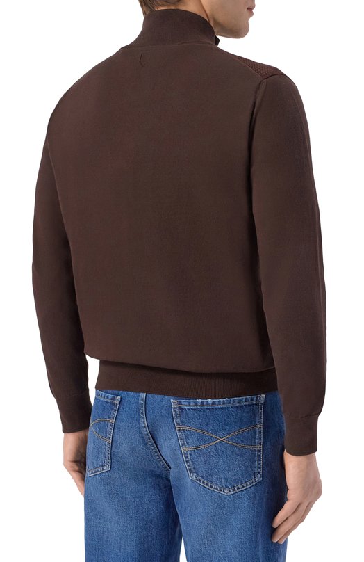 Хлопковый джемпер Canali C0015/MK02461 Коричневый  C0015/MK02461 Фото 4