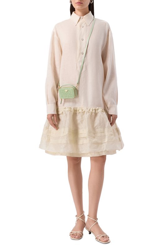 Льняное платье Prada P3N09/14ZC Кремовый  P3N09/14ZC Фото 2
