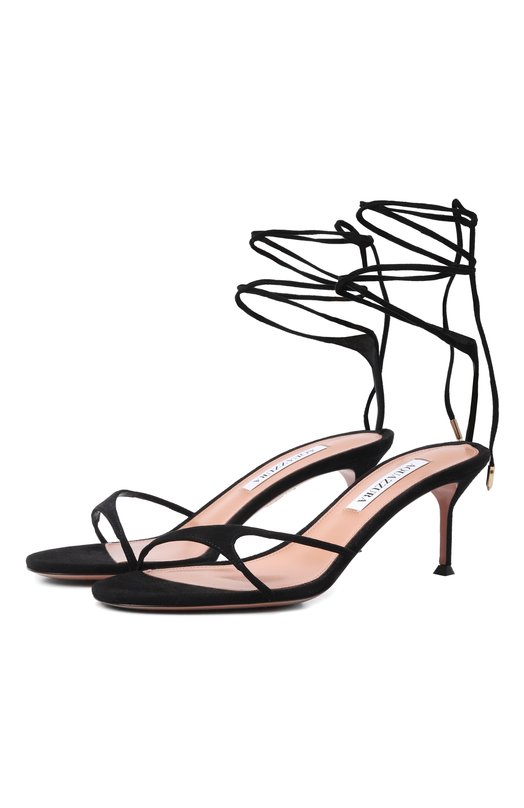 Замшевые босоножки Bikini 65 Aquazzura BKNMIDS1-SUE-000 Чёрный BKNMIDS1-SUE-000