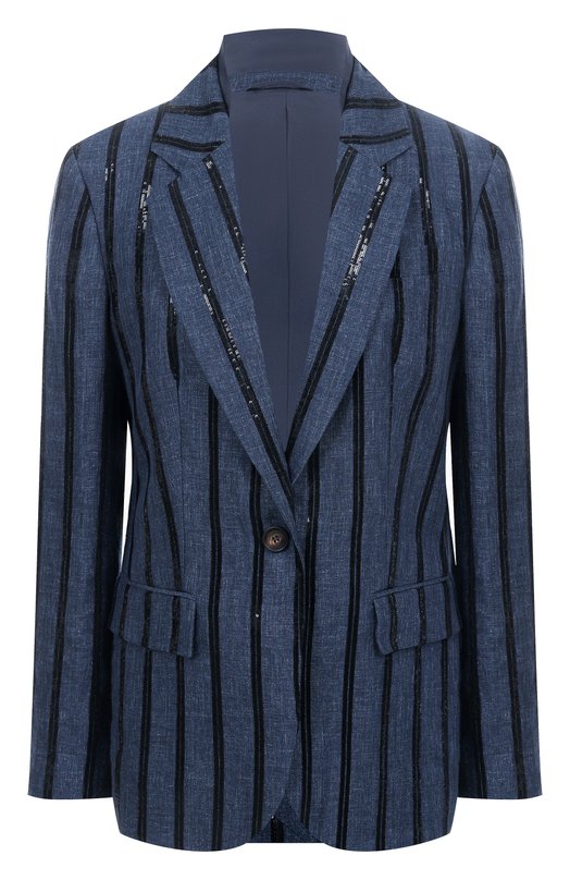 Льняной жакет Brunello Cucinelli MH5387333 Синий MH5387333