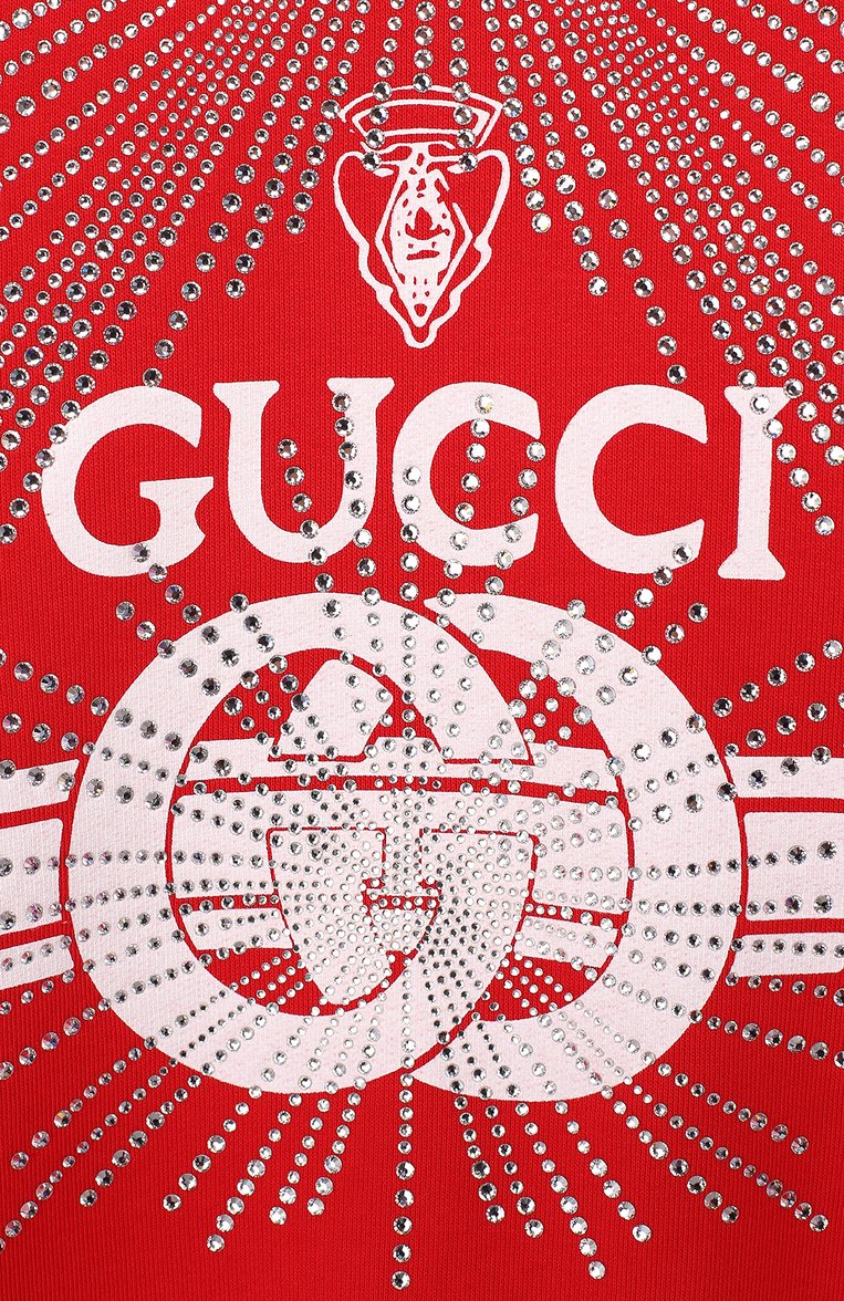 Мужского хлопковый свитшот GUCCI красного цвета, арт. 520441/X9X00 | Фото 3 (Статус проверки: Проверена категория, �Проверено; Мальчики Кросс-КТ: Толстовка-одежда, Свитшот-одежда; Принт: С принтом; Региональные ограничения белый список (Axapta Mercury): Не проставлено; Нос: Не проставлено; Материал сплава: Проверено; Ростовка одежда: 10 - 11 лет | 140 - 146см, 4 года | 104 см, 5 лет | 110 см, 6 лет | 116 см, 8 лет | 128 см)
