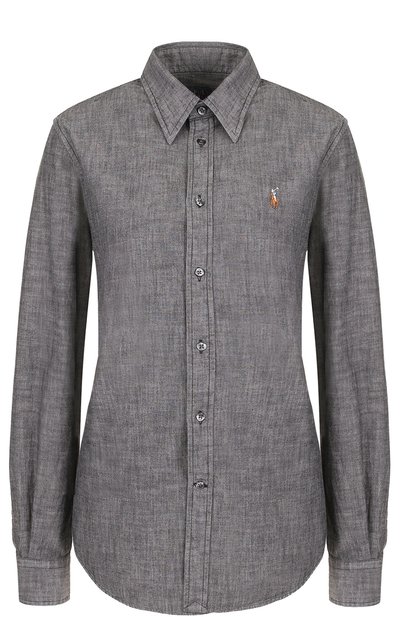 Женская приталенная хлопковая блуза с логотипом бренда POLO RALPH LAUREN, арт. 211684784