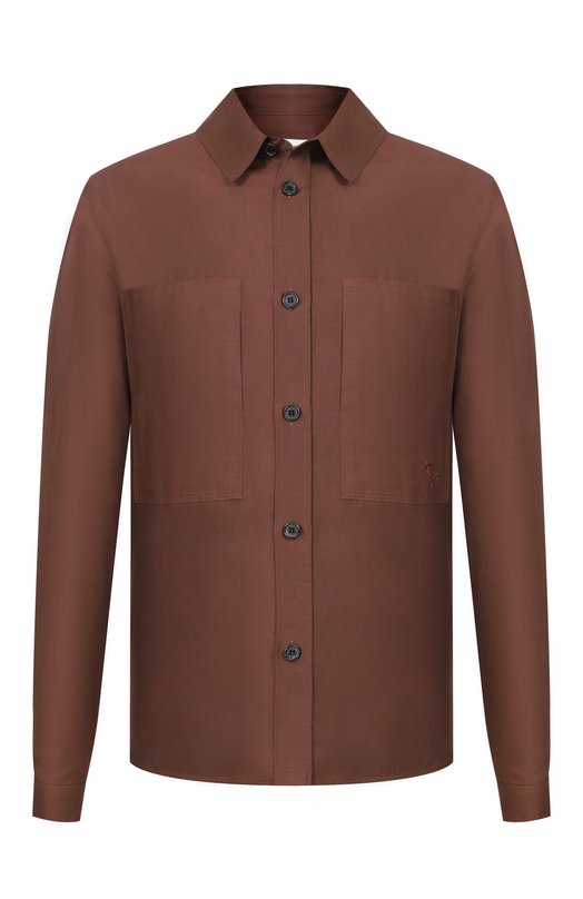 Рубашка из вискозы и льна Laneus S6LAMASI072 Коричневый S6LAMASI072