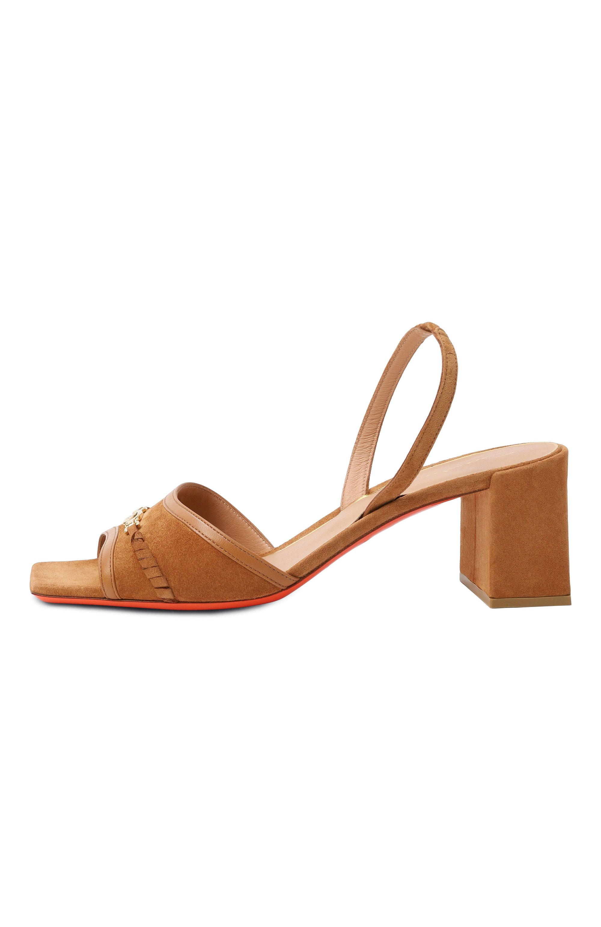 Замшевые босоножки SANTONI коричневого цвета по цене 103500 руб., арт. WHPG72130HA2NULD, фото 4 Замшевые босоножки SANTONI, арт. WHPG72130HA2NULD, фото 4