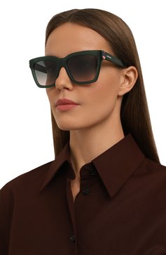 Женские солнцезащитные очки MISSONI зеленого цвета, арт. MIS0132 IWB | Фото 2 (Нос: Не проставлено; Региональные ограничения белый список (Axapta Mercury): Не проставлено; Тип очков: С/з; Материал: Пластик; Очки форма: Квадратные; Оптика Гендер: оптика-женское)