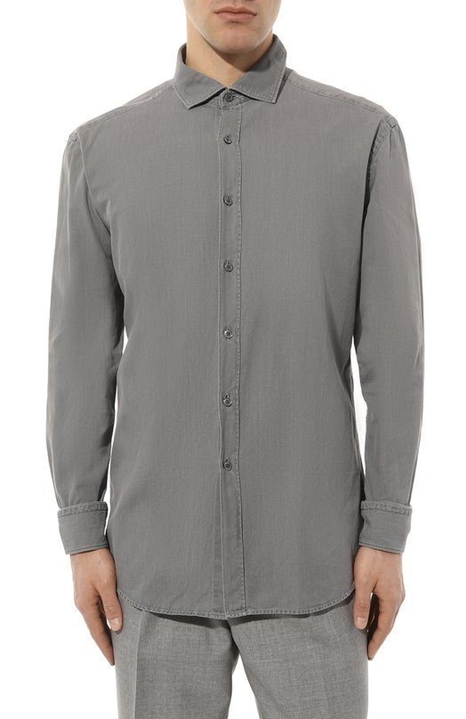 Хлопковая рубашка Zegna UCX13A6/SRF6 Серый  UCX13A6/SRF6 Фото 3