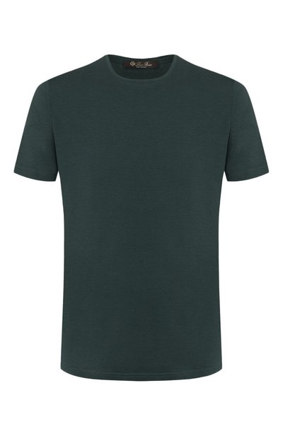Футболка из шелка и хлопка LORO PIANA темно-зеленого цвета по цене 44200 руб., арт. FAF6128, фото 1 Футболка из шелка и хлопка LORO PIANA, арт. FAF6128, фото 1