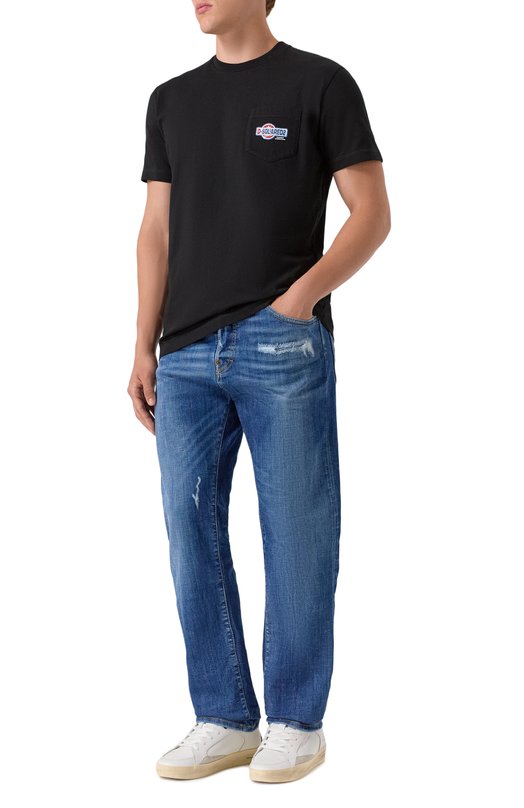 Хлопковая футболка Dsquared2 S74GD1449/D20020 Чёрный  S74GD1449/D20020 Фото 2