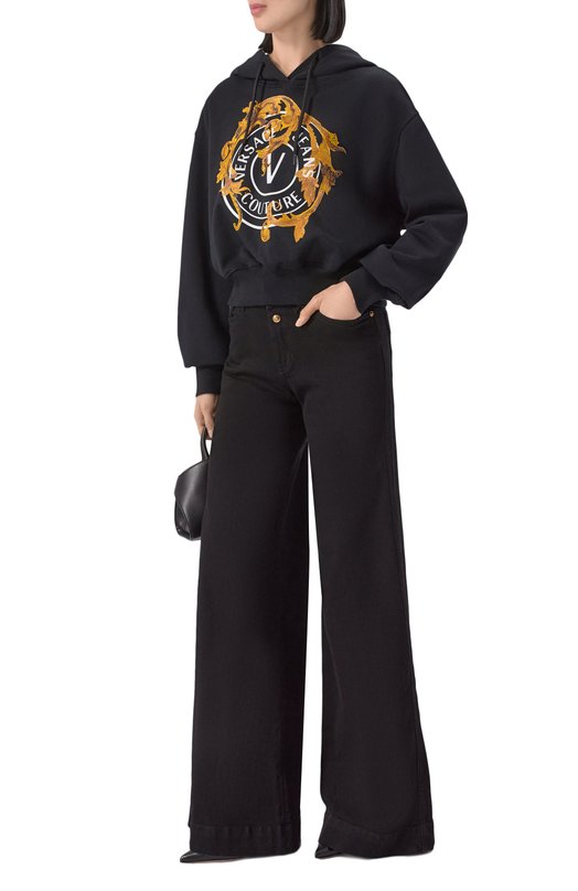 Хлопковое худи Versace Jeans Couture 79HAIE01/CF00E Чёрный  79HAIE01/CF00E Фото 2