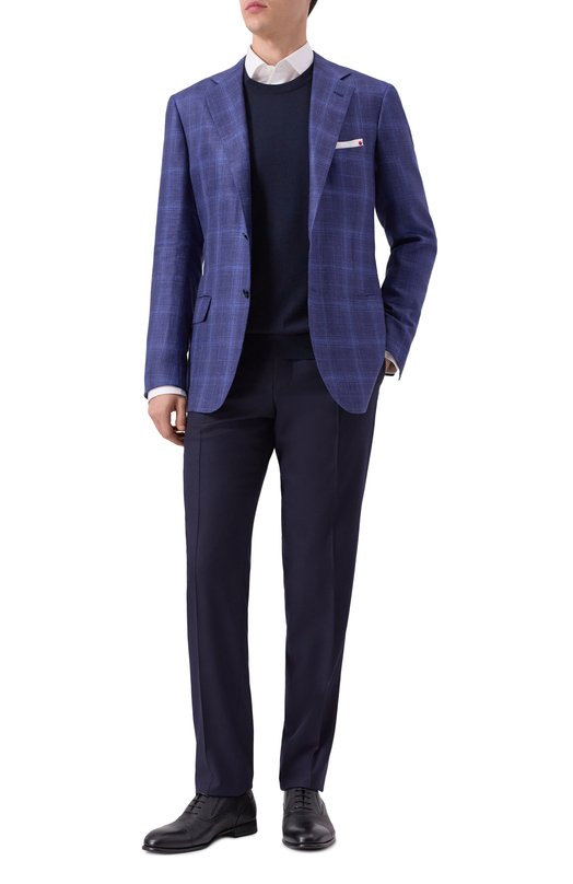 Пиджак из кашемира и шелка Kiton UG81K0640E11 Синий  UG81K0640E11 Фото 2