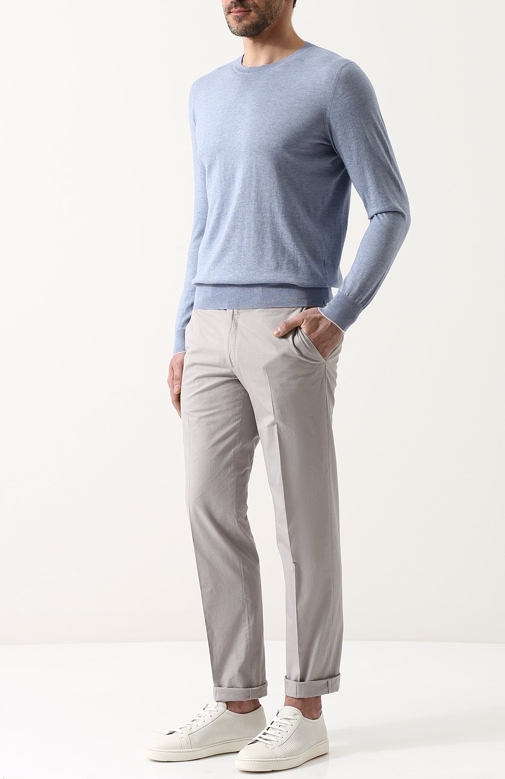 Джемпер тонкой вязки из смеси хлопка и кашемира FIORONI, арт. M14609A3, фото 2