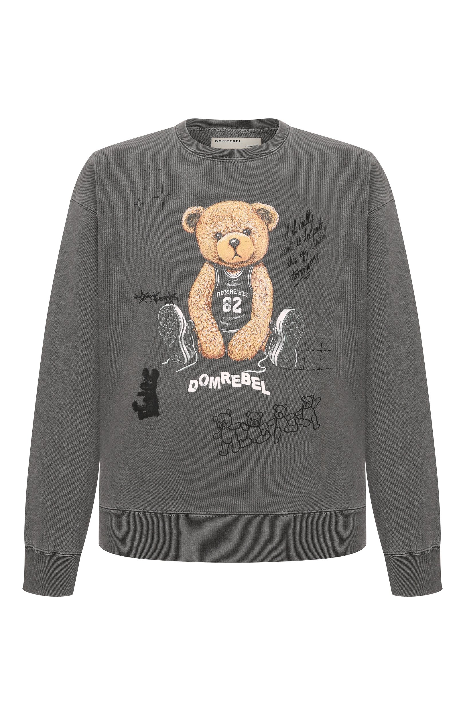 Хлопковый свитшот DOMREBEL темно-серого цвета по цене 37400 руб., арт. M PLAY SKETCH/SWEATSHIRT, фото 1 Хлопковый свитшот DOMREBEL, арт. M PLAY SKETCH/SWEATSHIRT, фото 1