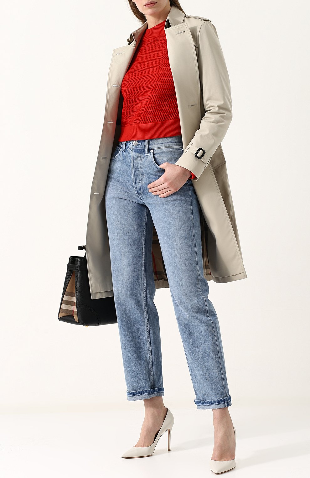 Джинсы прямого кроя с потертостями BURBERRY, арт. 4062871, фото 2
