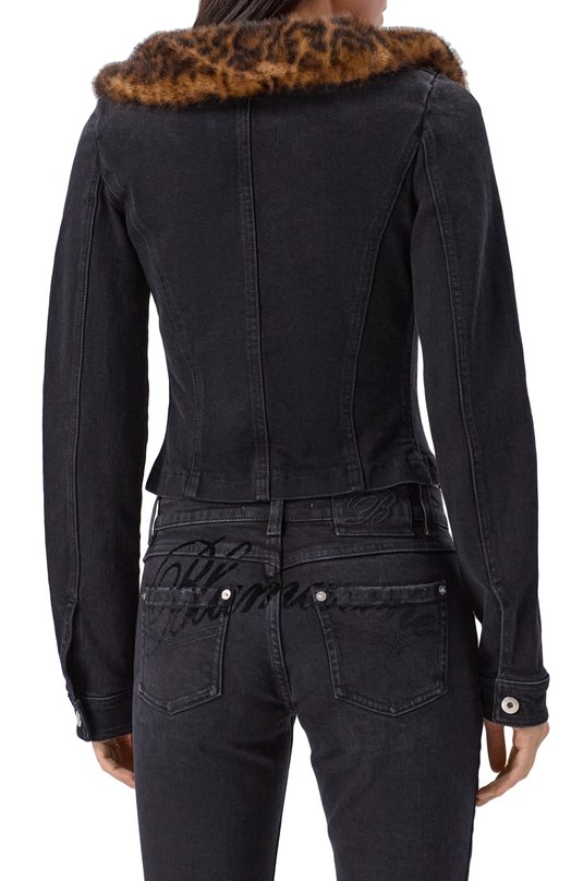 Джинсовый жакет с отделкой мехом Blumarine 2J206A Чёрный  2J206A Фото 4
