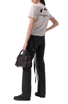 Женская хлопковая футболка ANN DEMEULEMEESTER белого цвета, арт. B0012549/FA206 | Фото 2 (Драгоценные камни: Проставлено; Материал сплава: Проставлено; Рукава: Короткие; Длина (для топов): Стандартные; Принт: С принтом; Стили: Гранж; Материал внешний: Хлопок)