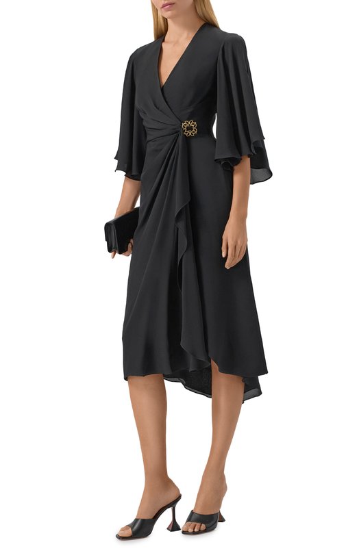 Шелковое платье Elie Saab D0996AR26/SI001 Чёрный  D0996AR26/SI001 Фото 2