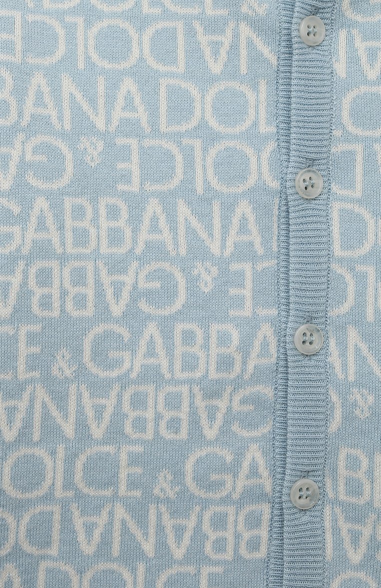 Детский хлопковый кардиган DOLCE & GABBANA голубого цвета, арт. L1KWE9/JFMU8 | Фото 3 (Материал внешний: Хлопок; Нос: Не проставлено; Кросс-КТ НВ: Кардиганы)