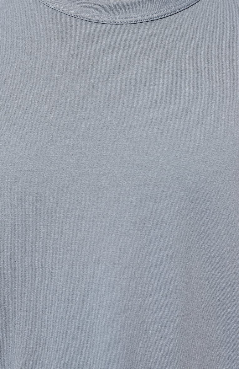 Мужская хлопковая футболка TEN C голубого цвета, арт. 24CTCUH02142 | Фото 5 (Принт: Без принта; Рукава: Короткие; Длина (для топов): Стандартные; Материал сплава: Проставлено; Материал внешний: Хлопок; Драгоценные камни: Проставлено; Стили: Кэжуэл)